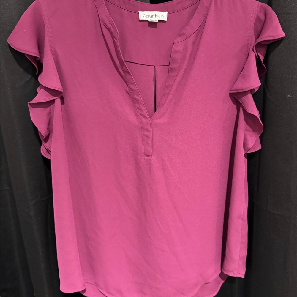 Calvin Klein Pink Ruffle Sleeve Blouse